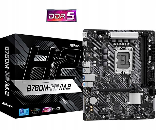 ASRock Mb Sc LGA1700 B760M-H2/M.2, Intel B760, 2xDDR5, 2xHDMI, mATX B760M…