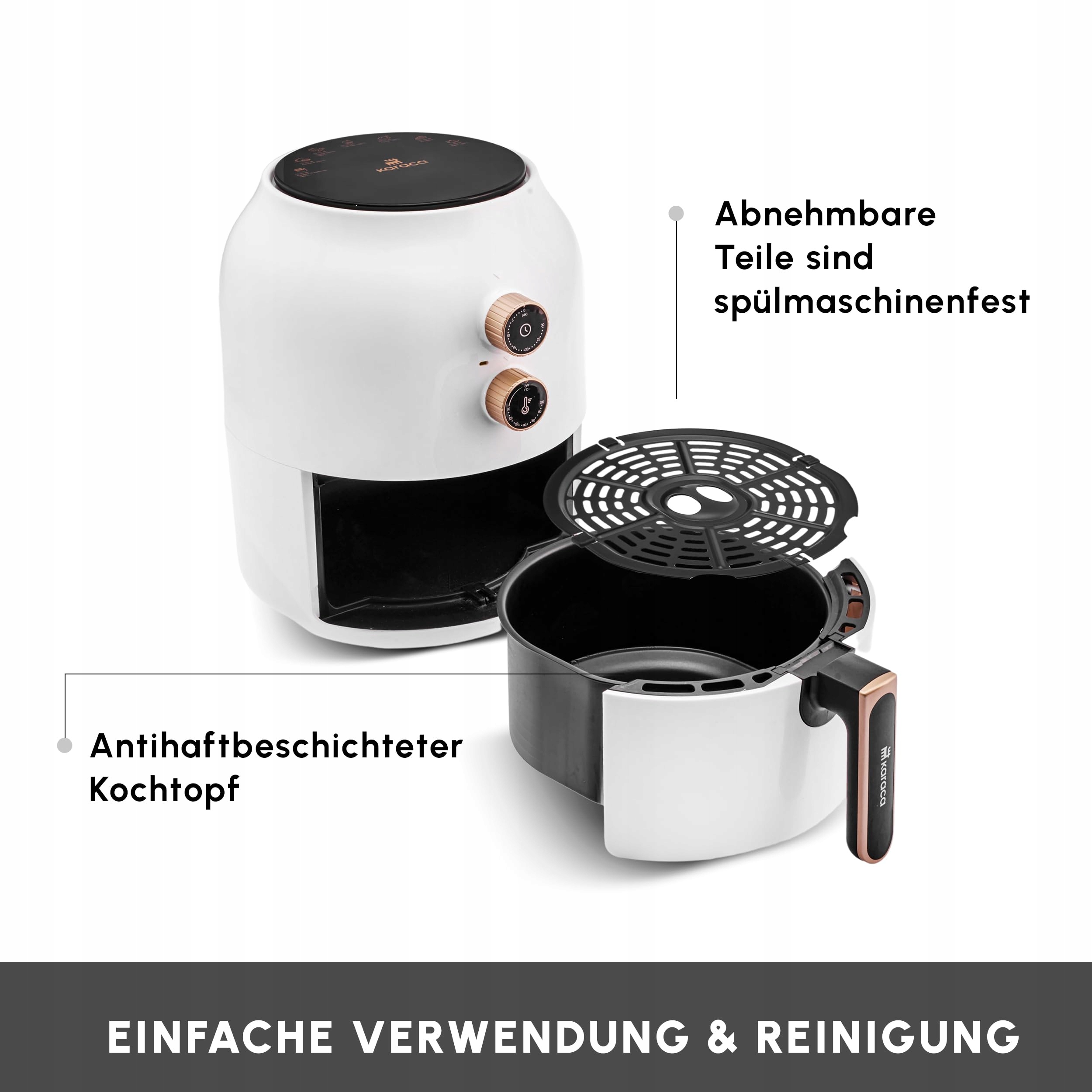 KARACA Frytkownica Beztłuszczowa 3.5L 1300W Energooszczędna Zdrowe Smażenie — miniatura 9