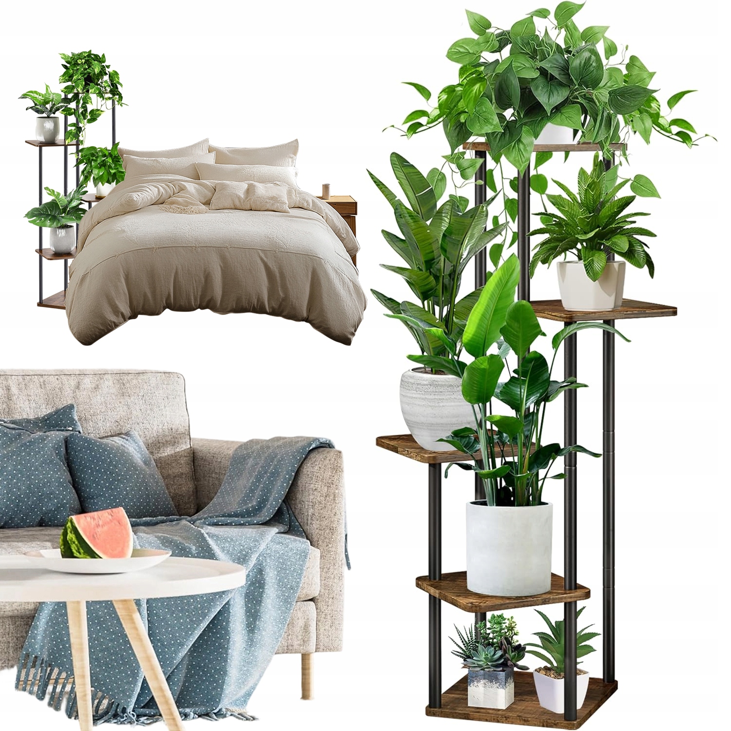 Držák Na Květináč Stojící Kovový 5PATROVÝ Stojan Na Květináče Rostliny Květiny