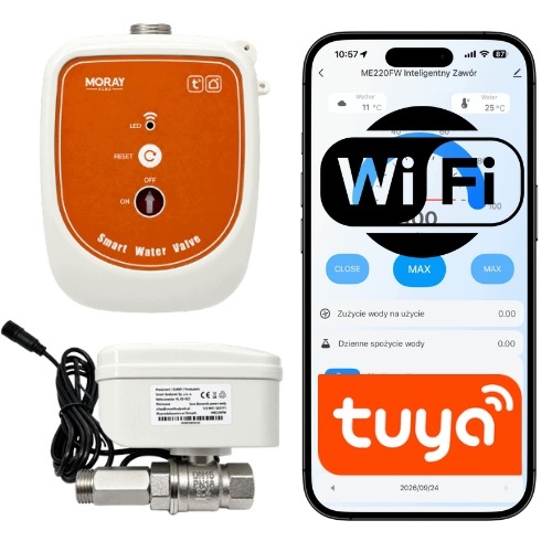 WiFi 1/2″ vodní ventil Tuya Smart Life s měřením spotřeby a teploty DN15
