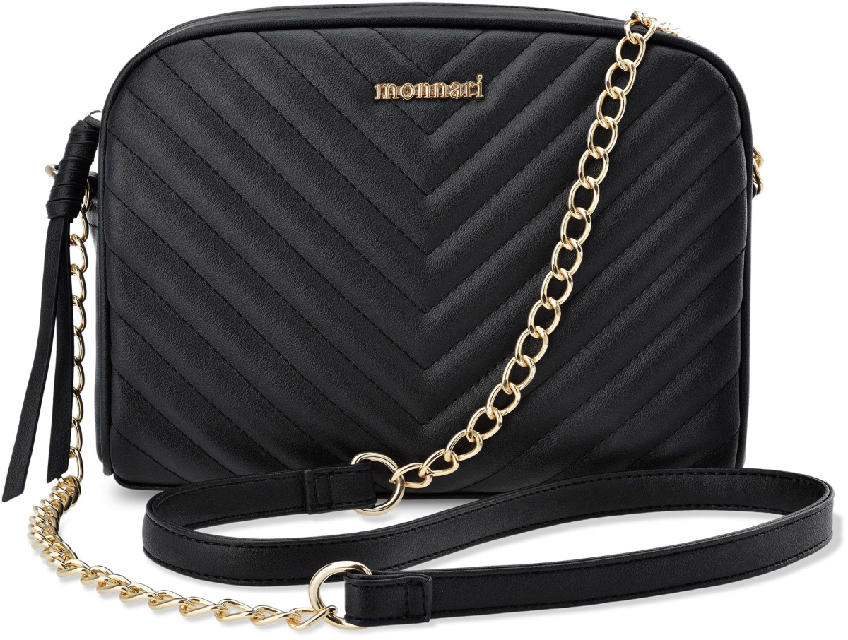 MONNARI Czarna PIKOWANA TOREBKA Listonoszka DAMSKA NA ŁAŃCUSZKU Pojemna