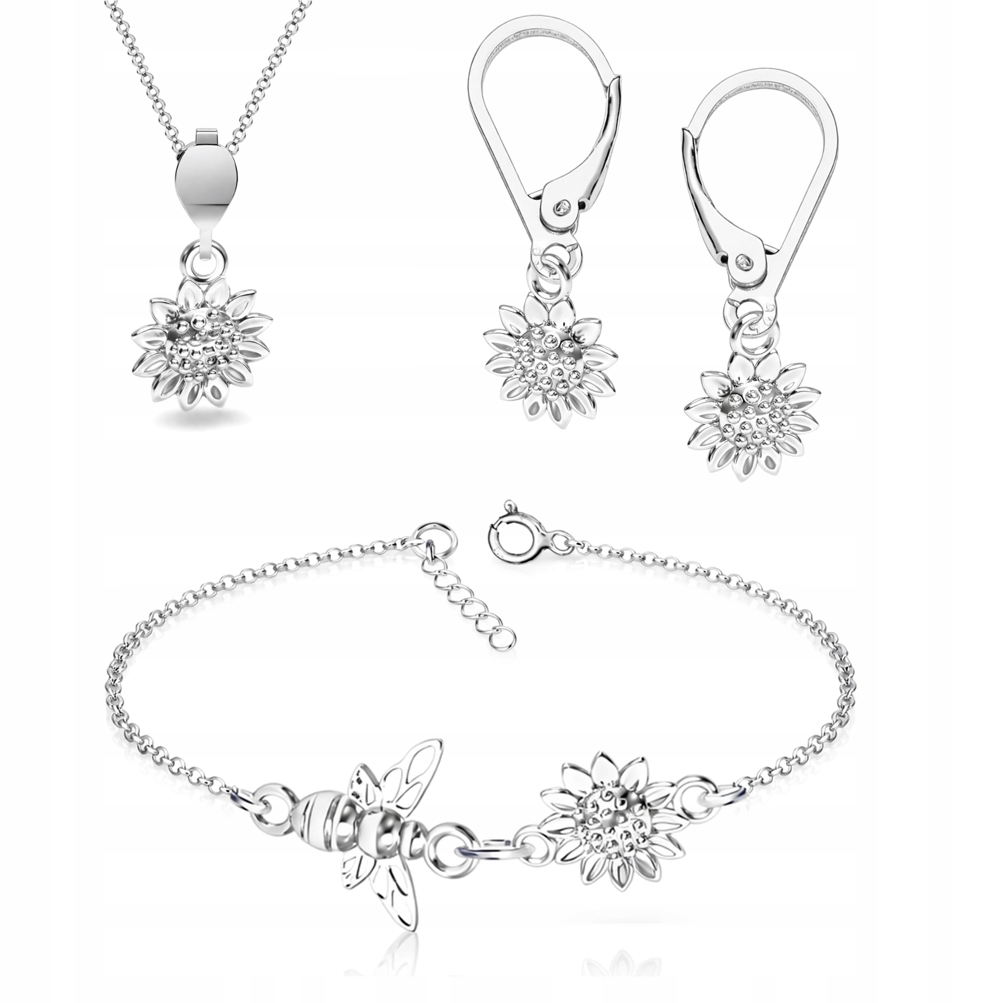 Stříbro sada šperků ze stříbra ryzost 925 se slunečnicí a včelou