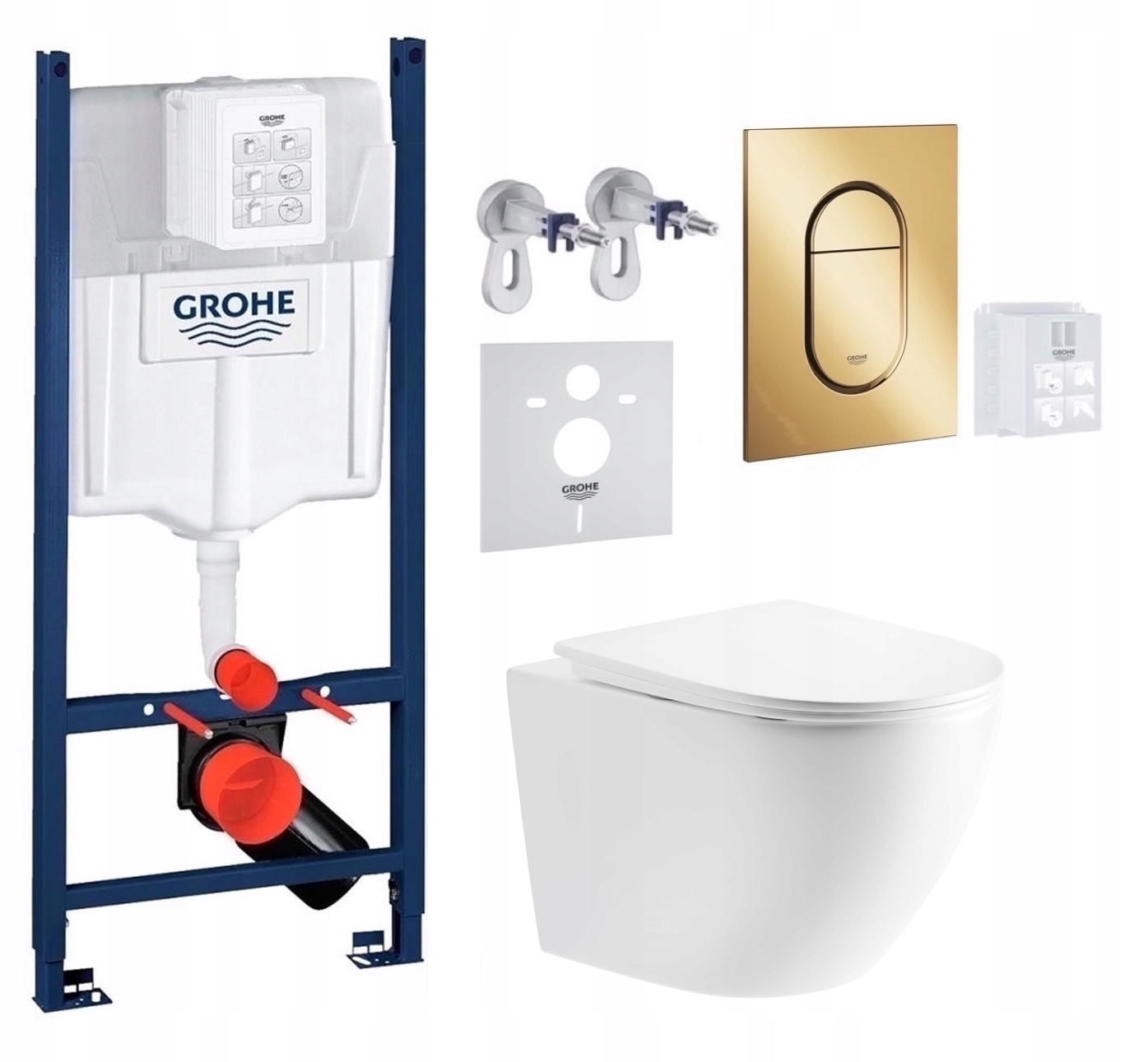 Grohe Rapid Sl s Wc misou Imprese Lesna Tornado a zlatým tlačidlom