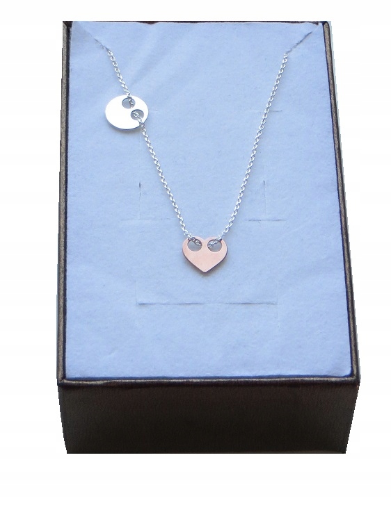 

-40% Srebrny naszyjnik serce kółko różowe złoto