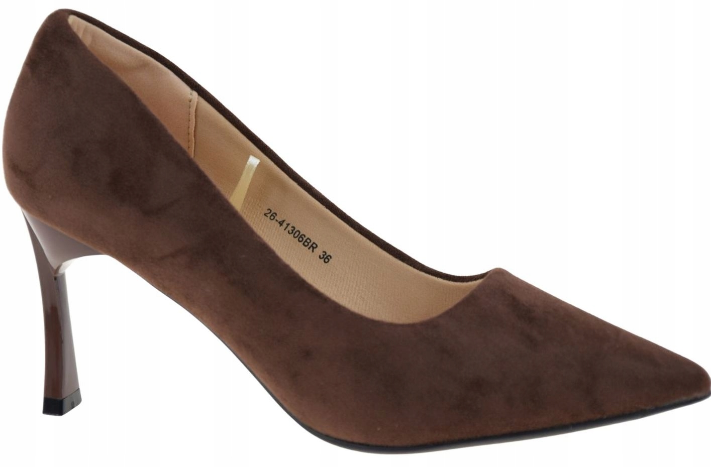 Hnědé dámské lodičky s podpatkem, elegantní semiš Potocki 26-41306BR VEL.38