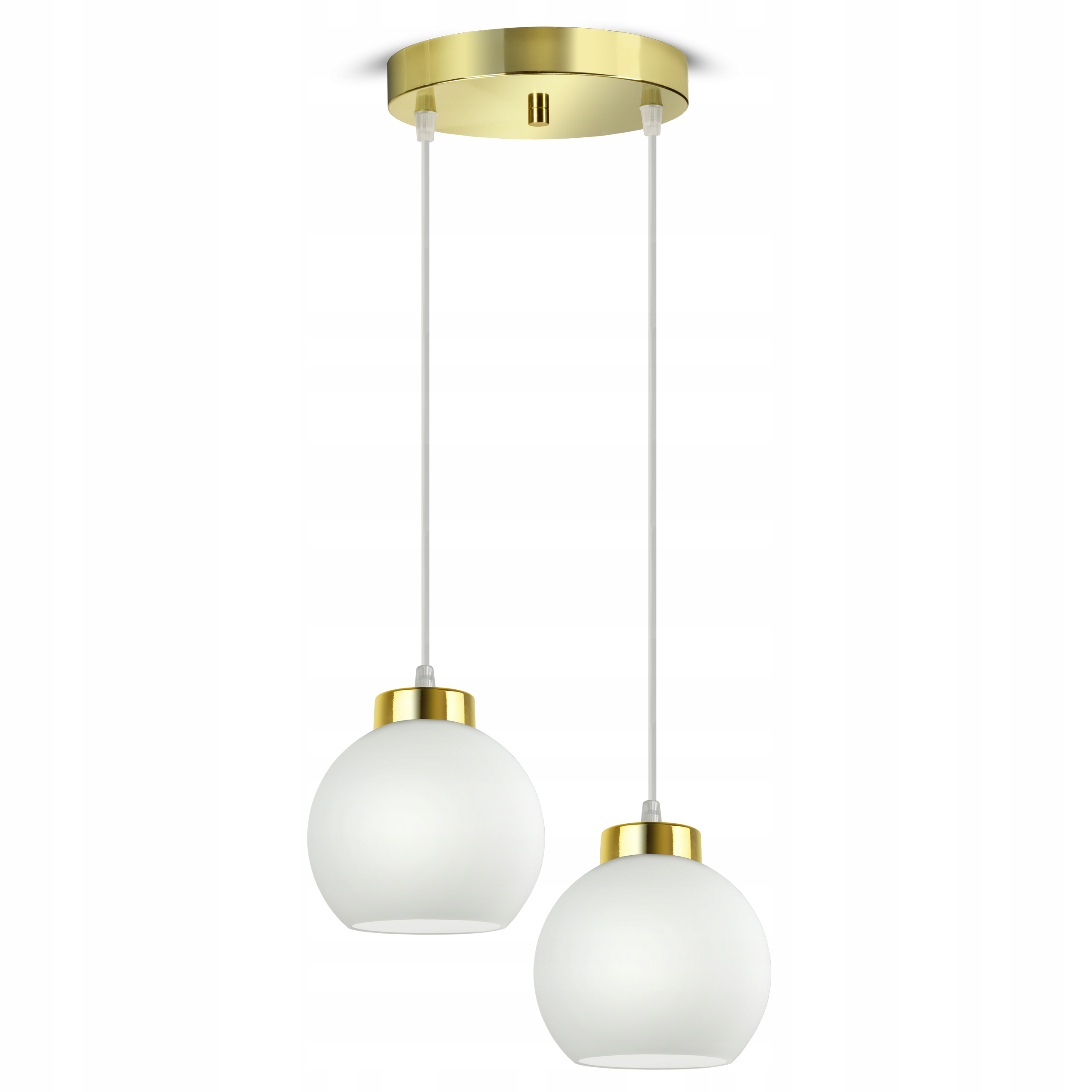 Lampa Wisząca Sufitowa Żyrandol Złota Szklane Białe Kule Glass EZ2 Led E27