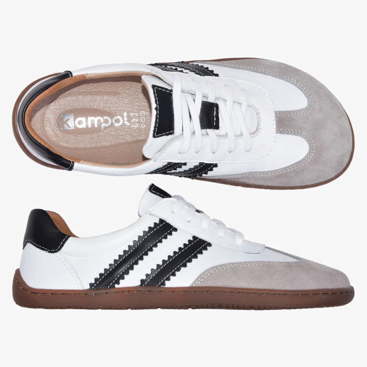 Buty Sneakersy Damskie Barefoot Minimalistyczne Szerokie Skórzane Białe 37