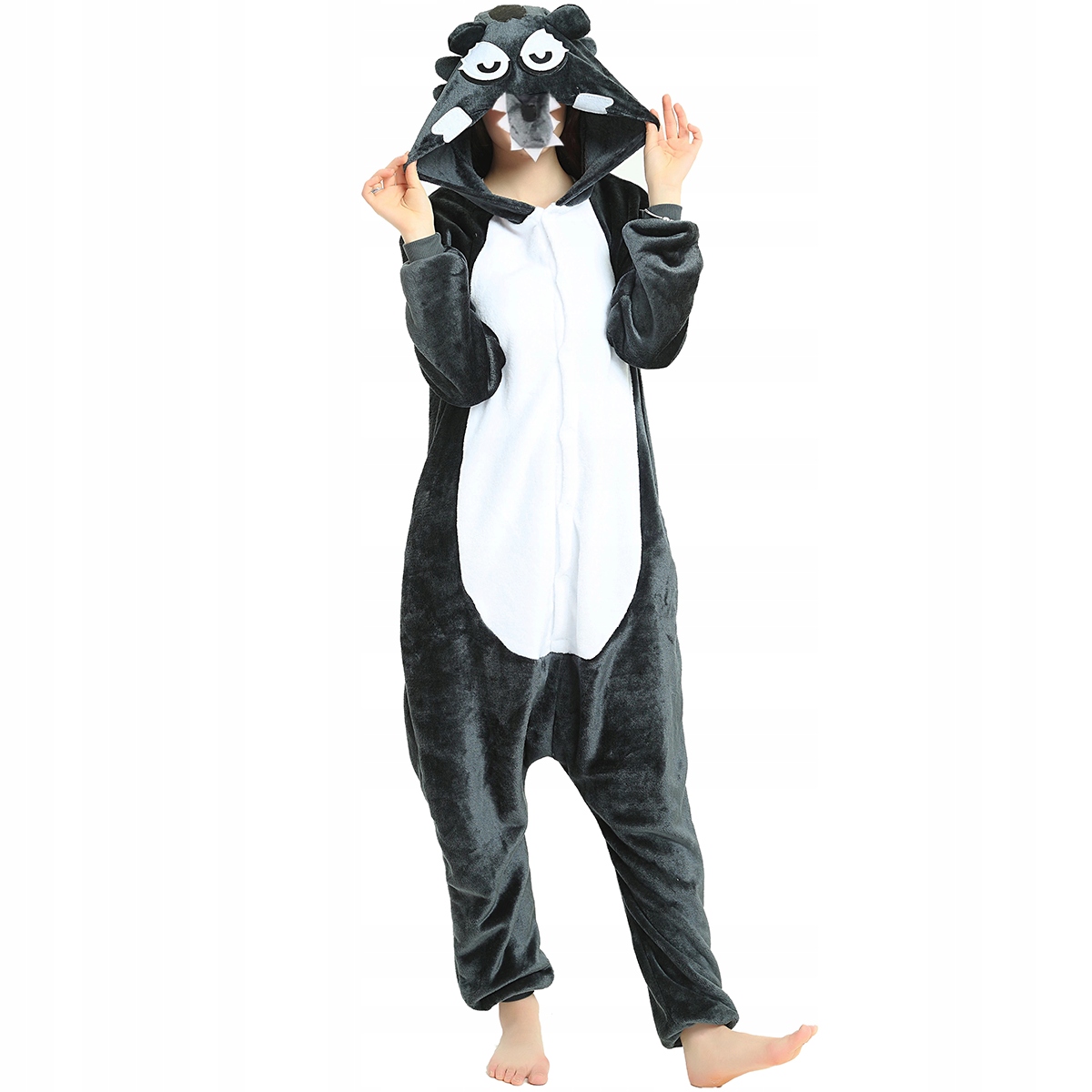 PIŻAMA JEDNOCZĘŚCIOWA KIGURUMI ONESIE SZARY WILK PRZEBRANIE KOMBINEZON S Rozmiar S