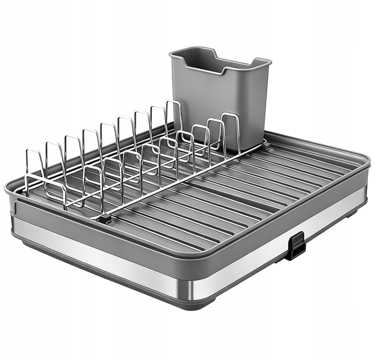 Rozkládací Malý Odkapávač Na Nádobí Šedý Pro Malé Kuchyně Ocelový Kompaktní