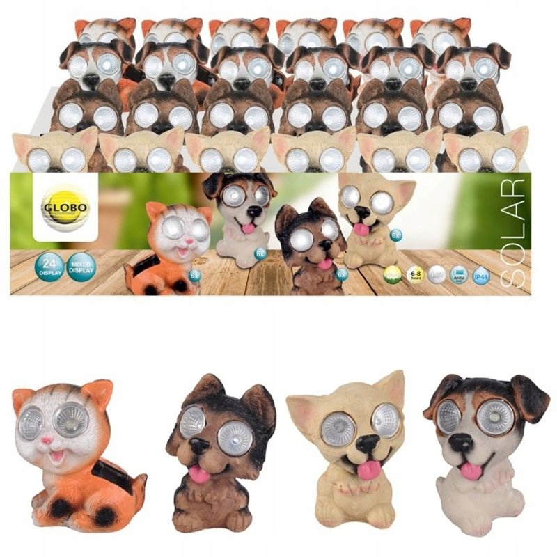 Sada x24ks Solárna Led lampa 2x0,06W Pes alebo Mačka Solar 33512-24 Globo