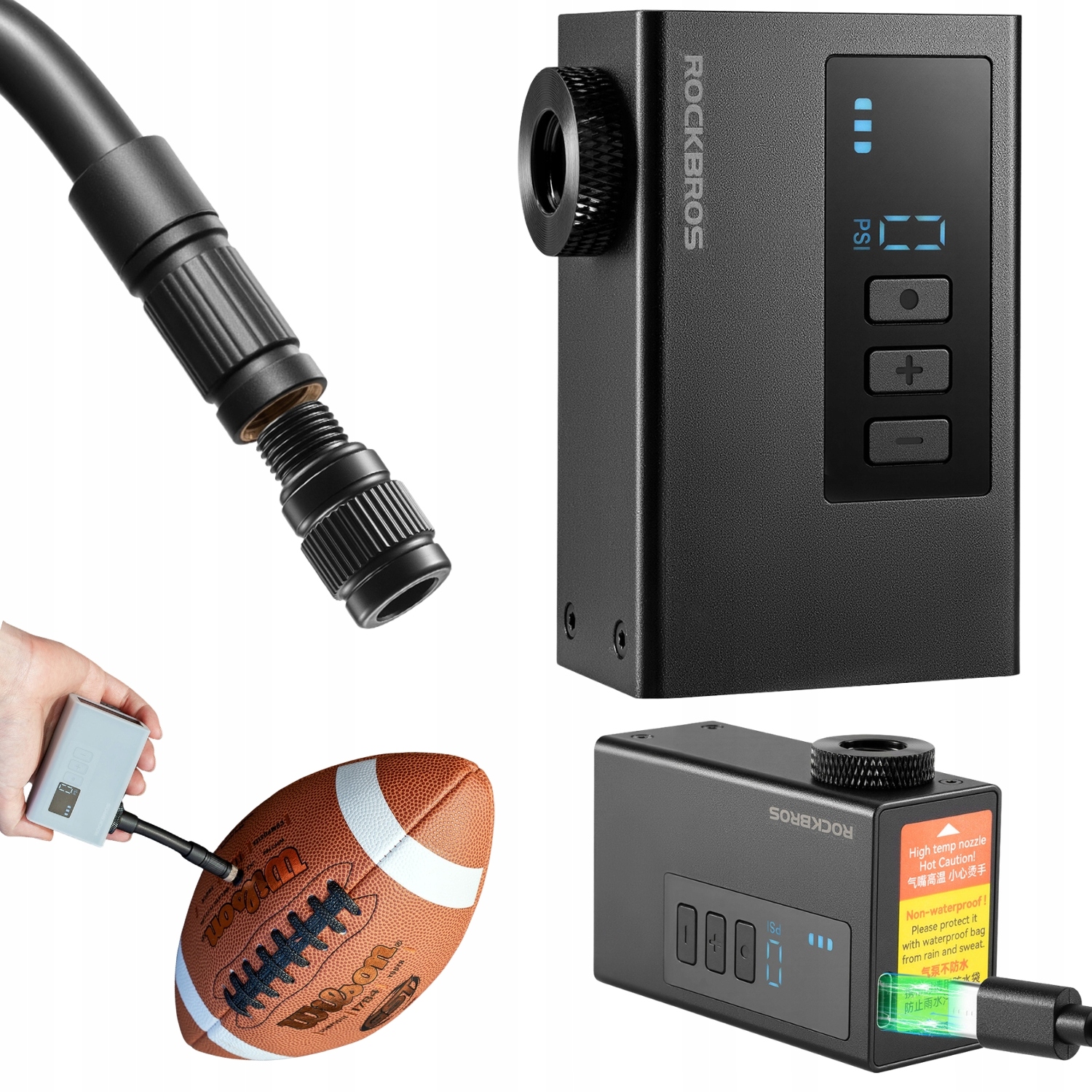 Kompresorová Elektrická Pumpa Na Kolo Pro Míč 120 Psi 420MAH Rockbros