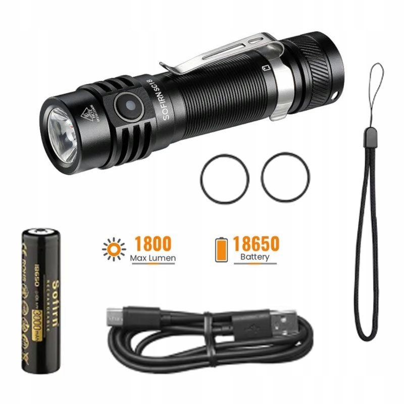 Lampa Edc Sofirn SC18 1800 lumenů. sada, výkonná