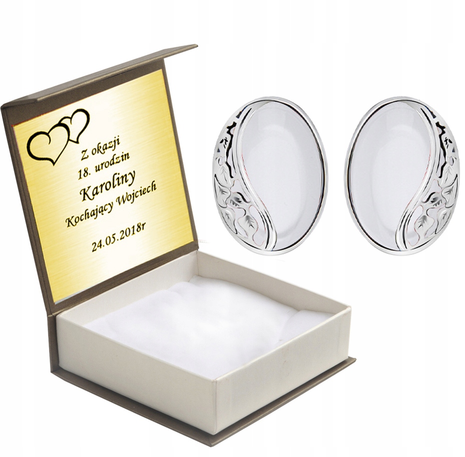 

Srebrne Klipsy Z Masą Perłową Na Prezent + Grawer