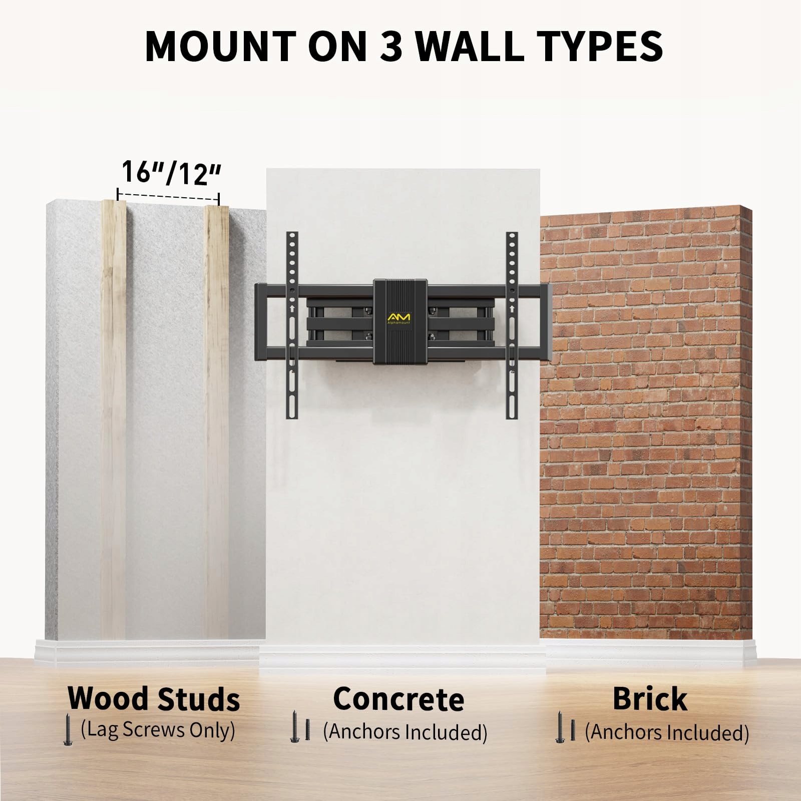 ALPHAMOUNT TV Wall Mount 37-75" Tilt 45kg VESA 200x100-600x400 Wersja 2 — miniatura 5