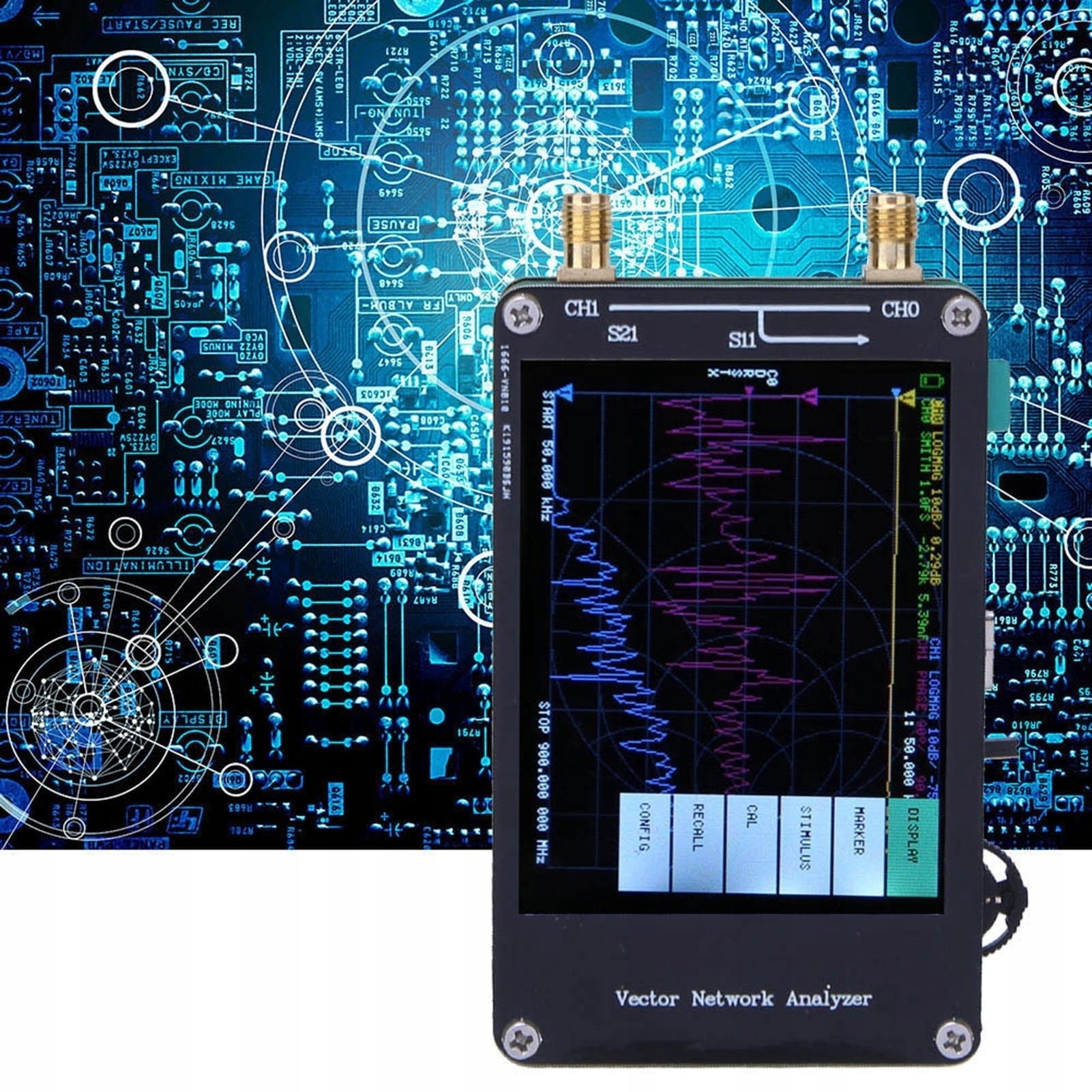 Vektorový analyzátor antén a Vf sítí 2,8'' 50KHz~900MHz