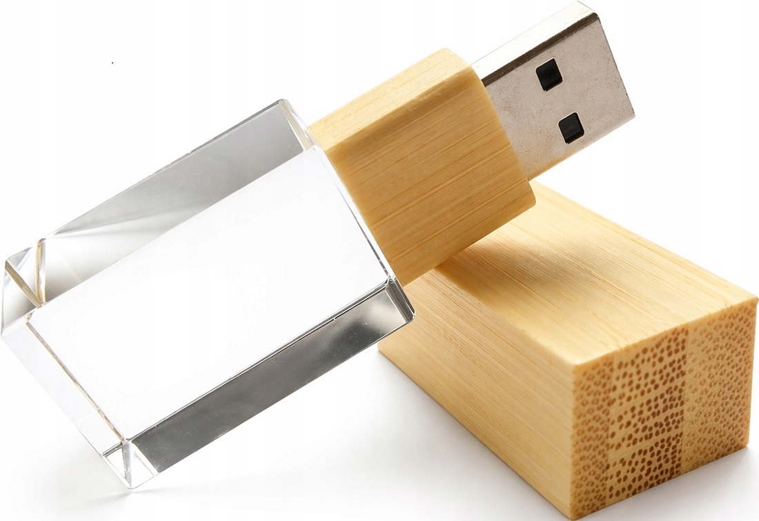 Usb, Pendrive 3.0 8GB Megvilágított Üveg, Esküvőre, Keresztelőre Logo