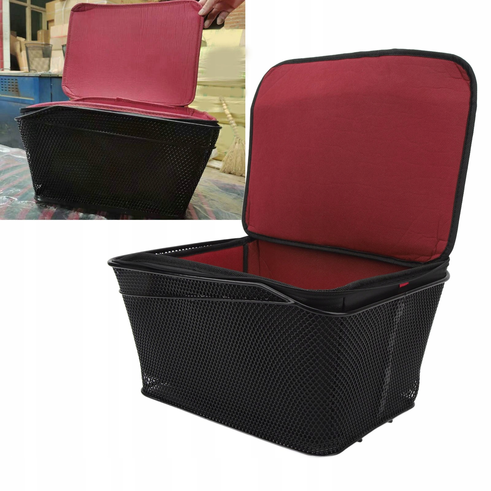 KOSZ ROWEROWY KOSZYK NA BAGAŻNIK CZARNY TYLNY TYŁ SIATKA DRUT DUŻY