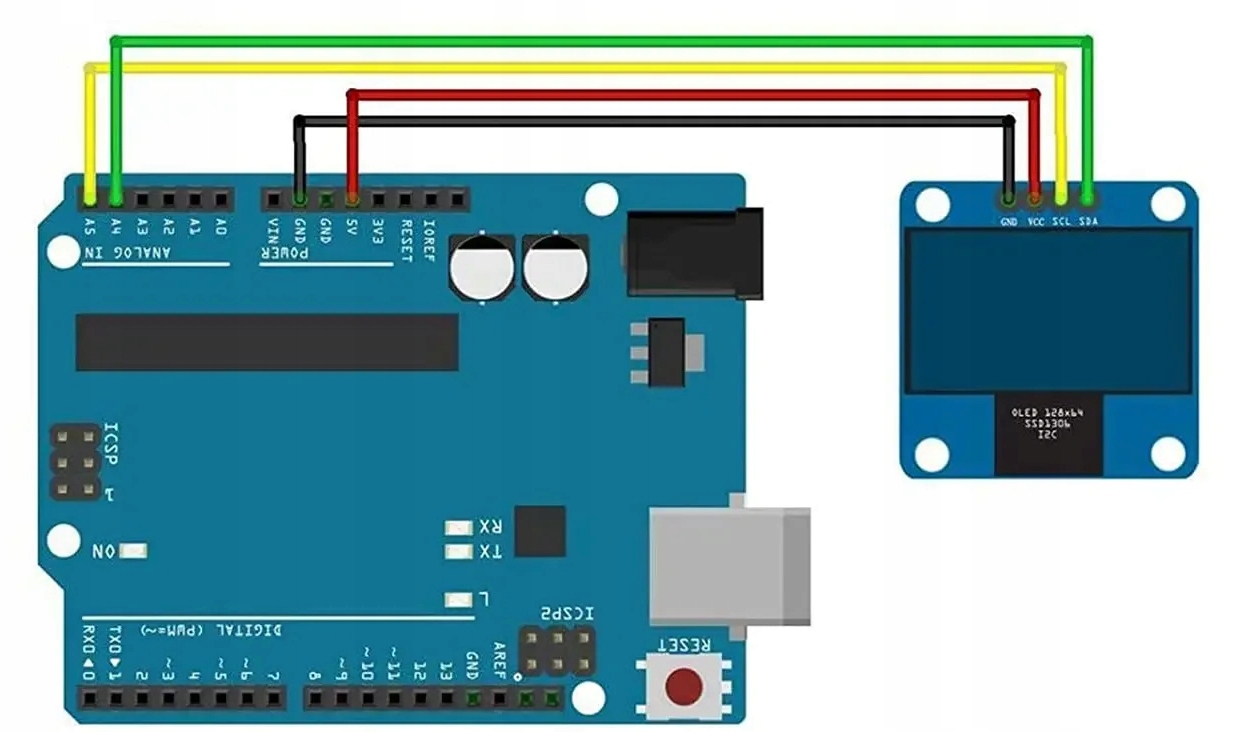 Wyświetlacz OLED 0,96" I2C 128x64 żółto-niebieski do Arduino Kod producenta 0,96