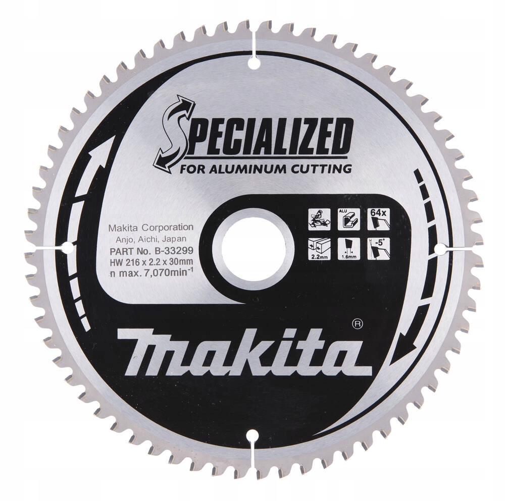 Makita Tarcza Piła Do Cięcia Aluminium -5° Specialized 216x30 64Z B-33299