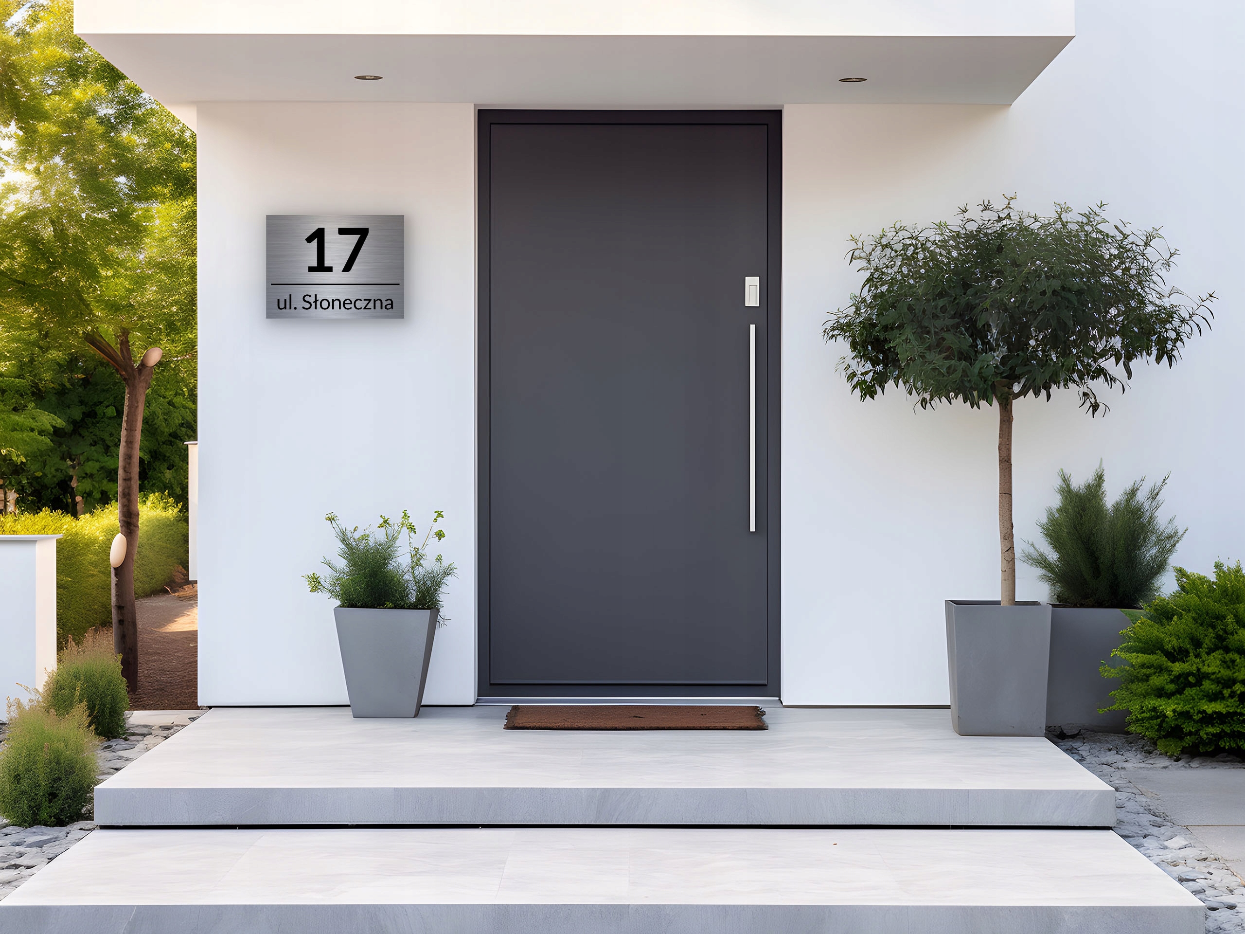 NIERDZEWNY NUMER NA DOM 32x21cm TABLICZKA ADRESOWA Z NUMEREM DOMU ALUMINIUM Grubość 3 mm