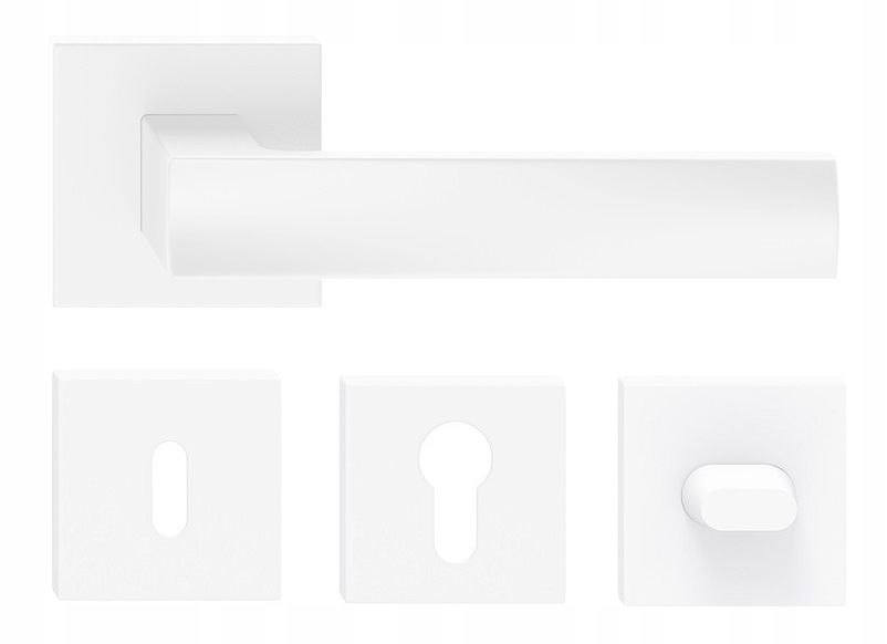KLAMKA DRZWIOWA IBIZA Q KOLOR BIAŁY KOMPLET ROZET