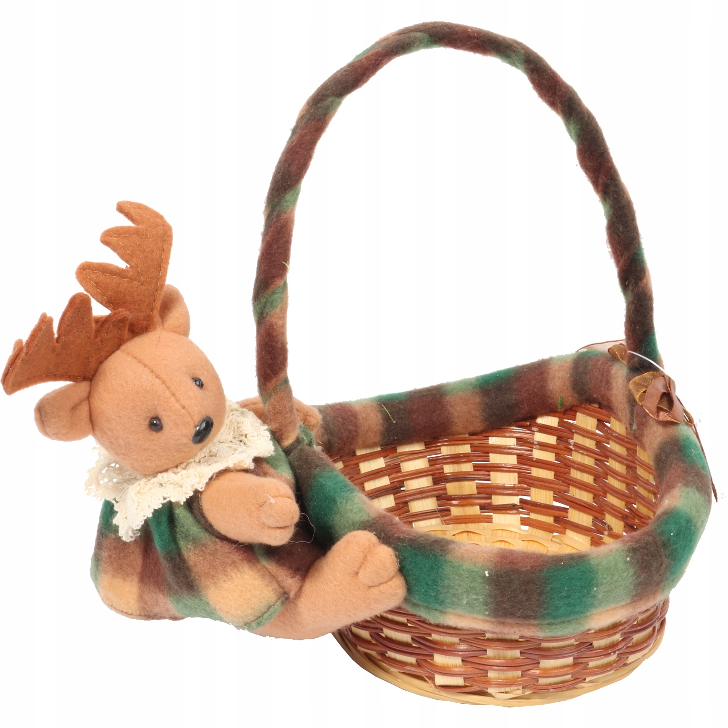KOSZYK ŚWIĄTECZNY Z RENIFEREM 16 CM