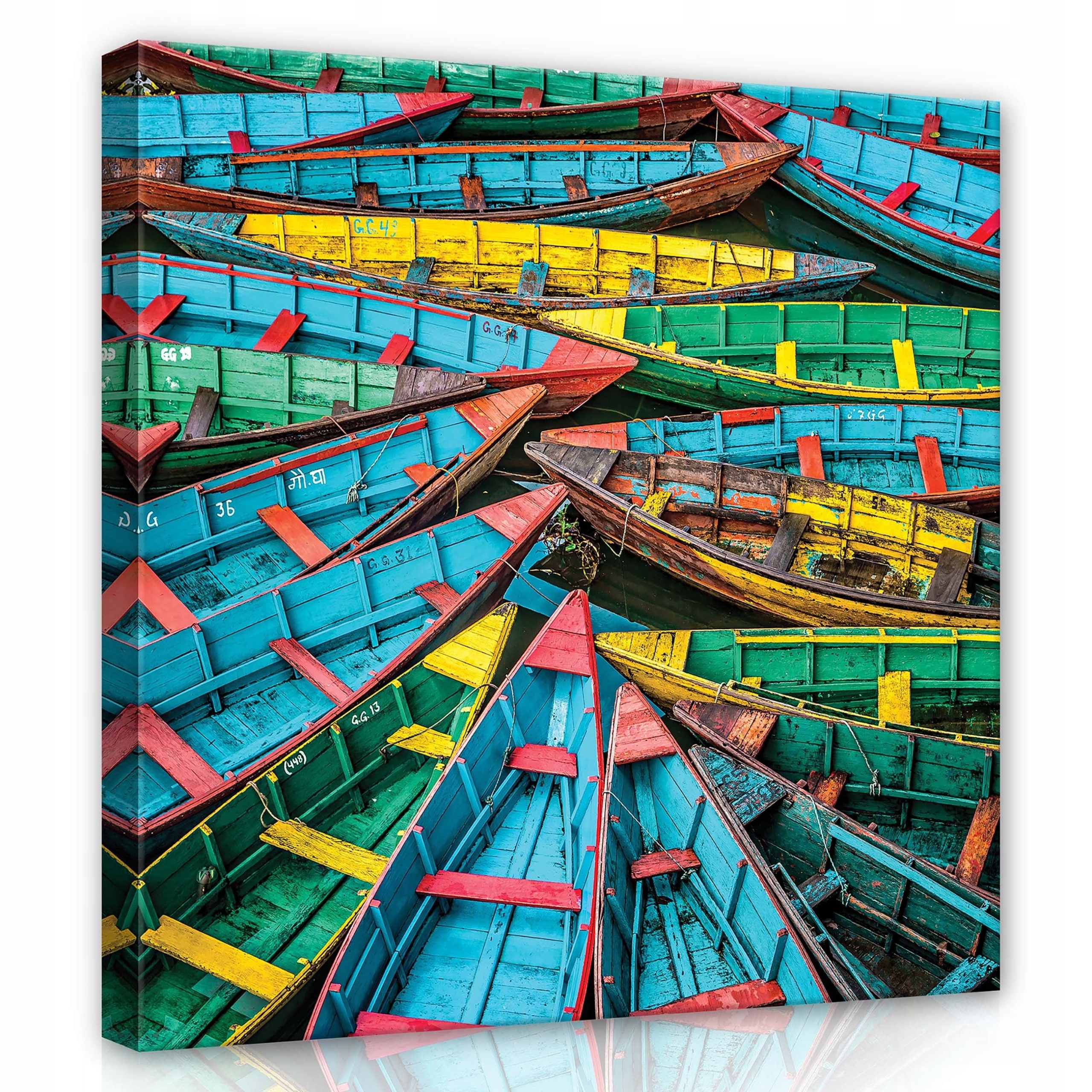 Obraz 80x80 Barevné lodě přístaviště jezero odraz jasně živě