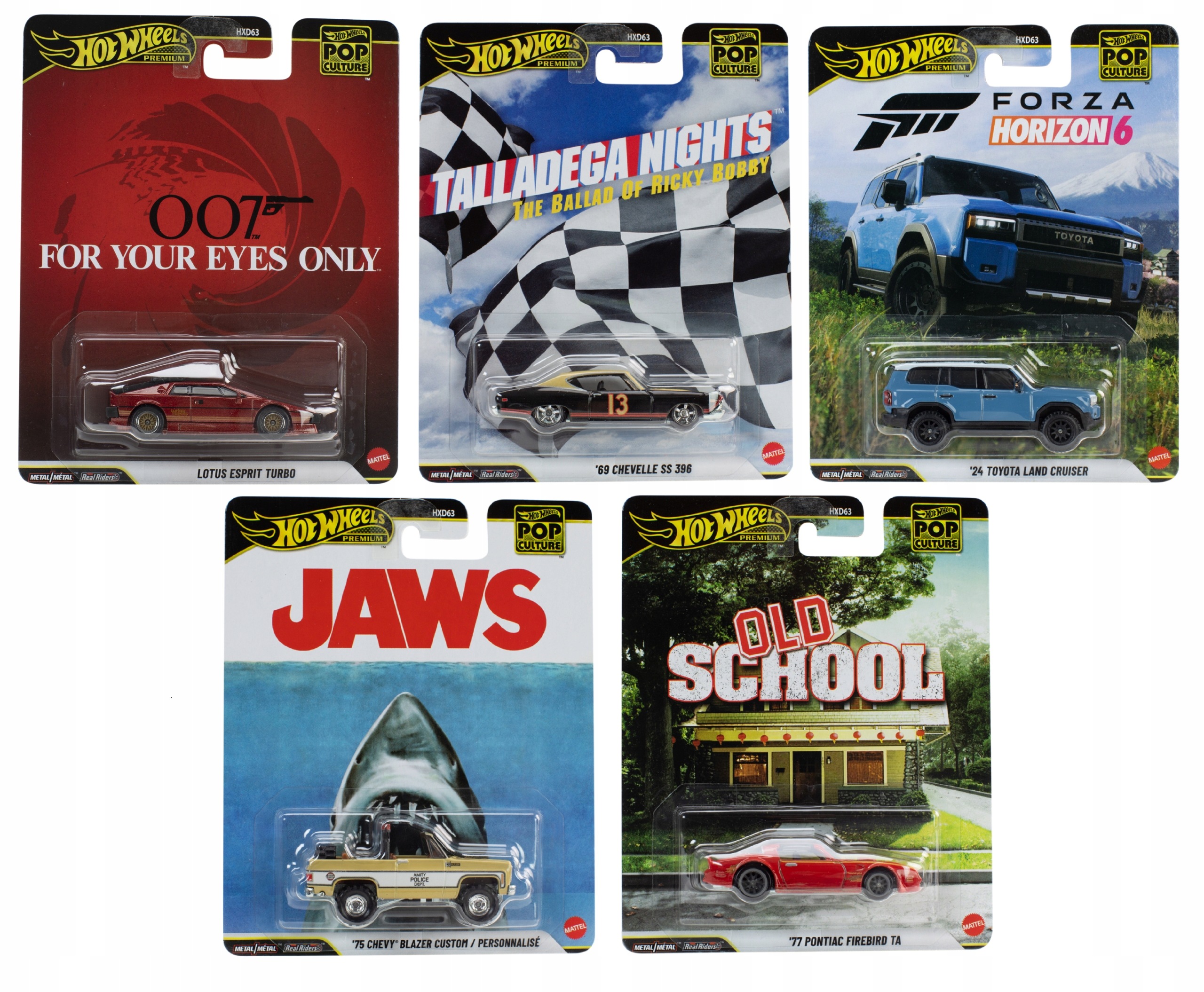 Hot Wheels Premium Pop Culture JHW84 JHW92 JHX02-03 JHX08 komplet HXD63