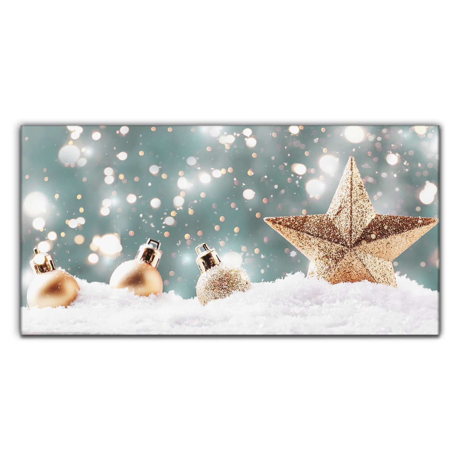 

Obraz na płótnie Bombki śnieg gwiezdny 140x70 cm