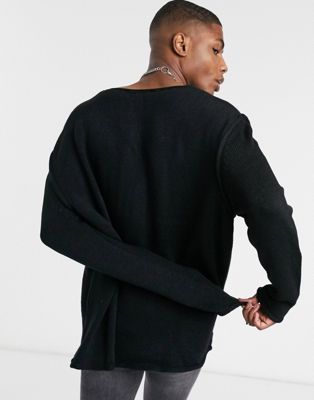 SWETER MĘSKI KLASYCZNY BEZ KAPTURA CZARNY XS 1DCL Dekolt okrągły