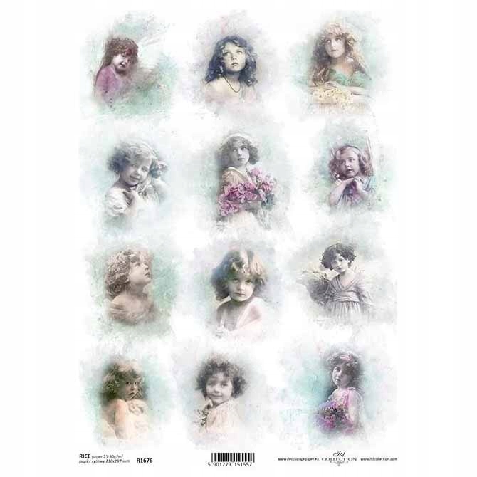 Papier ryżowy decoupage aniołki dzieci dziewczynki