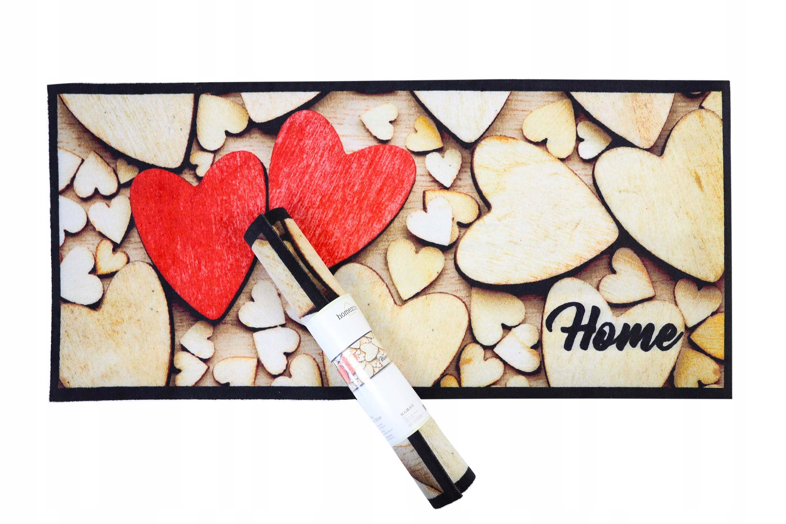 Protiskluzová Rohožka Béžová Srdce 66X150 cm