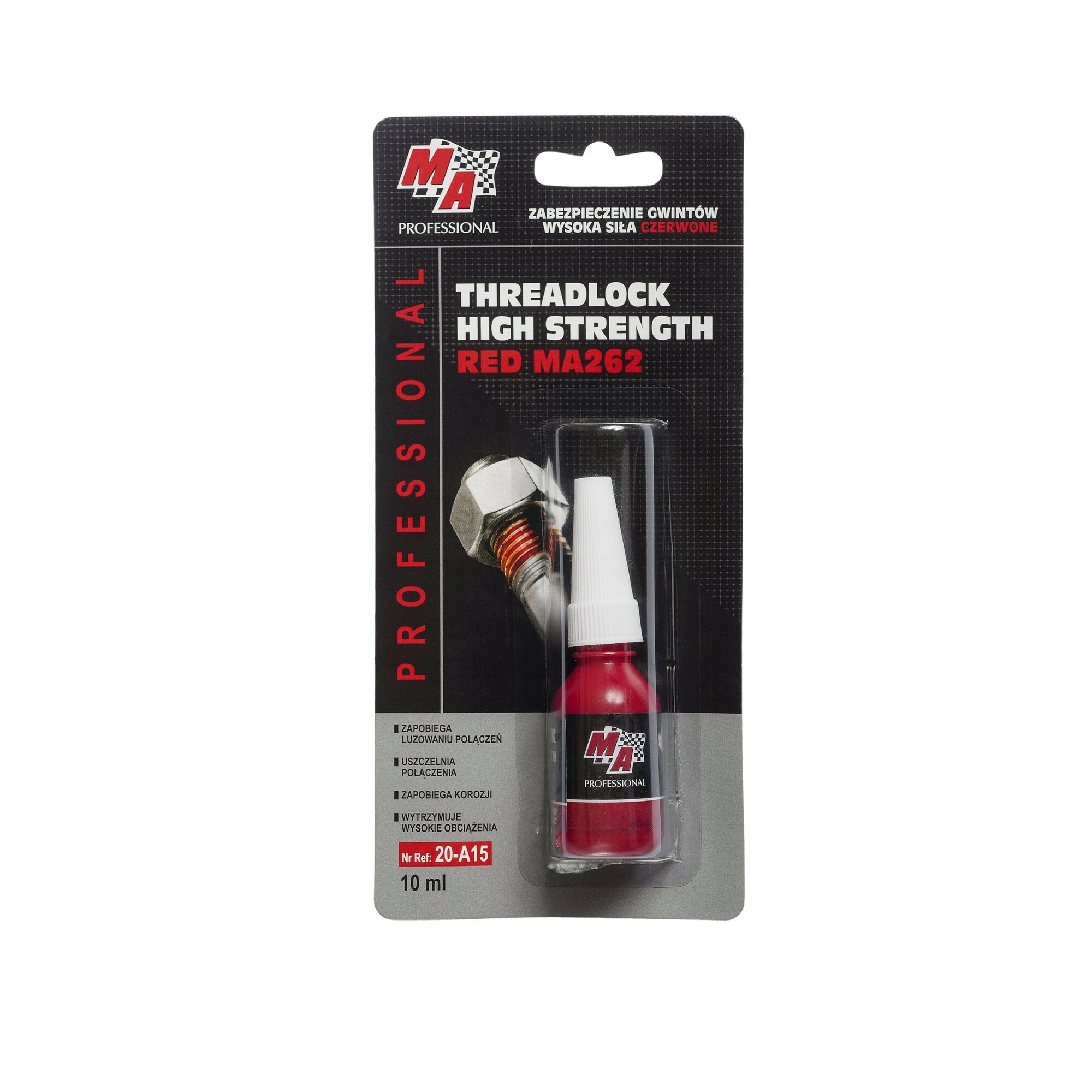 Środek do Zabezpieczenia gwintów Czerwony Trwały 10 ml blister. Ma Profes