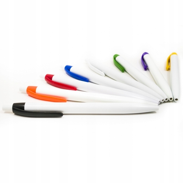 DŁUGOPISY REKLAMOWE Z NADRUKIEM LOGO NAPISEM 50szt Kolor wkładu niebieski