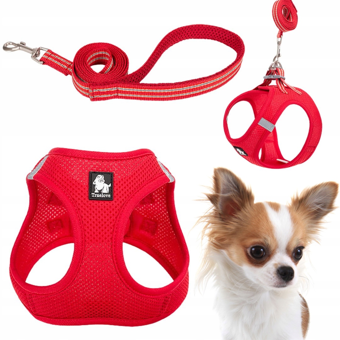 Levně Postroj Vodítko Pro Malého Psa Kočky Truelove Mini Červená Xxxs Sada