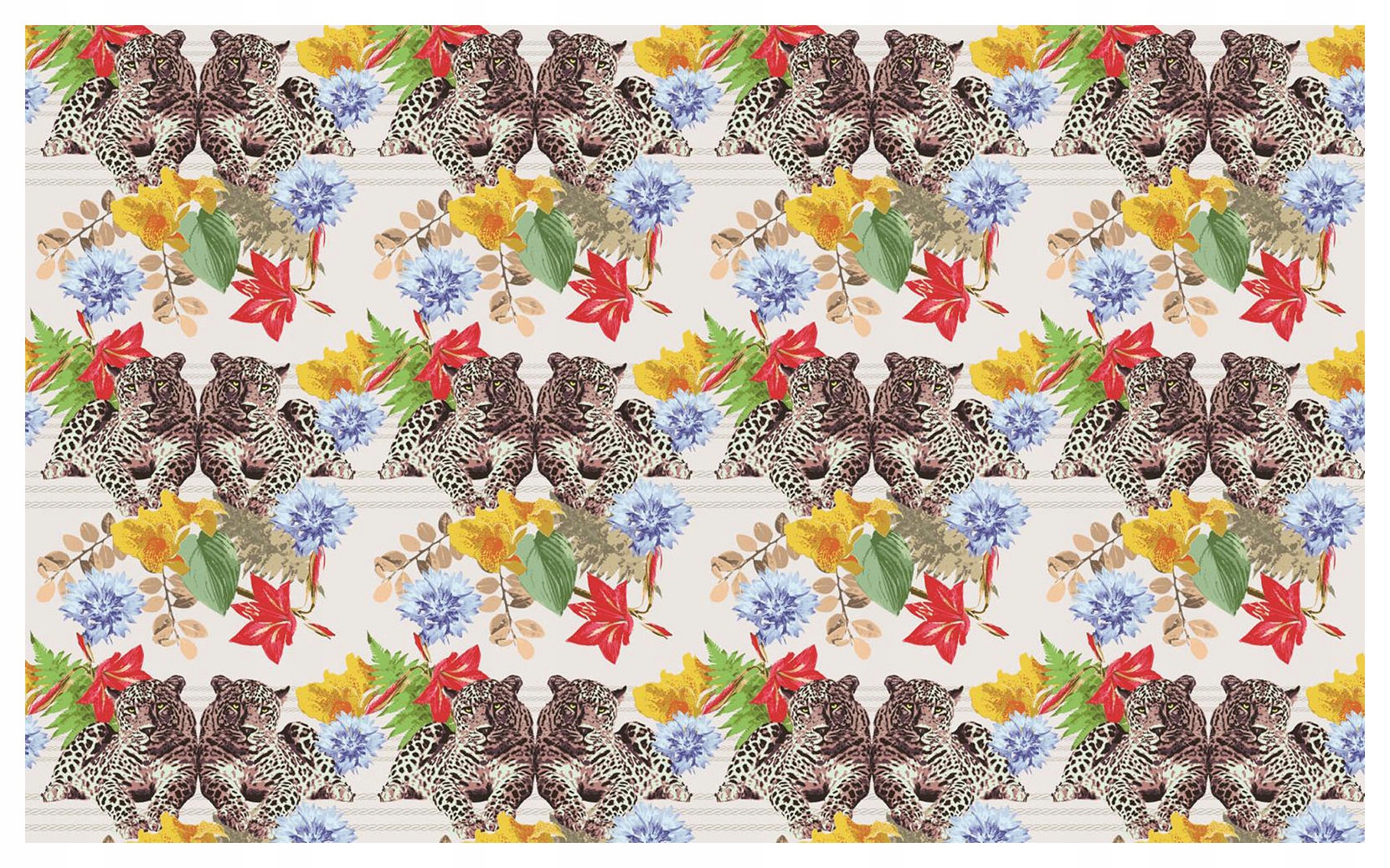 Fototapeta flizelina Leopardy Jaguara Květiny Exotický vzor 312x219 lepidlo