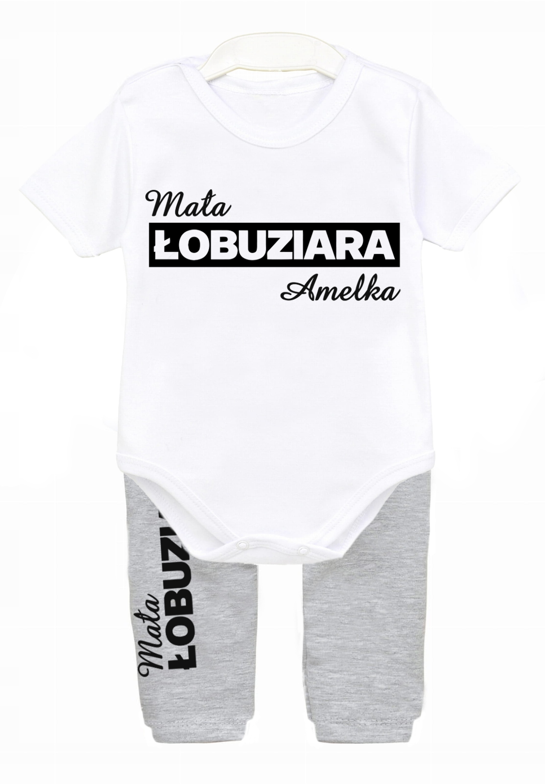 Komplet body spodnie Mała ŁOBUZIARA IMIĘ 62 Rozmiar 62