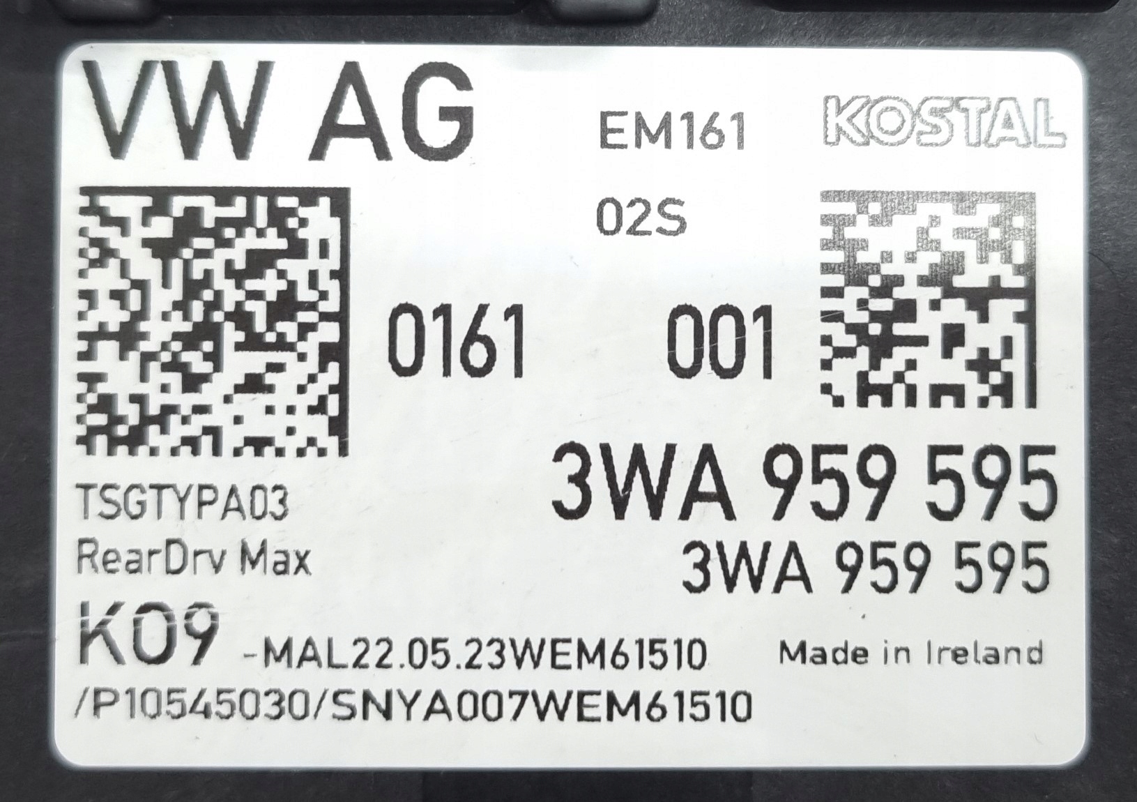 Moduł drzwi tył Audi VW 3WA959595 Strona zabudowy tył