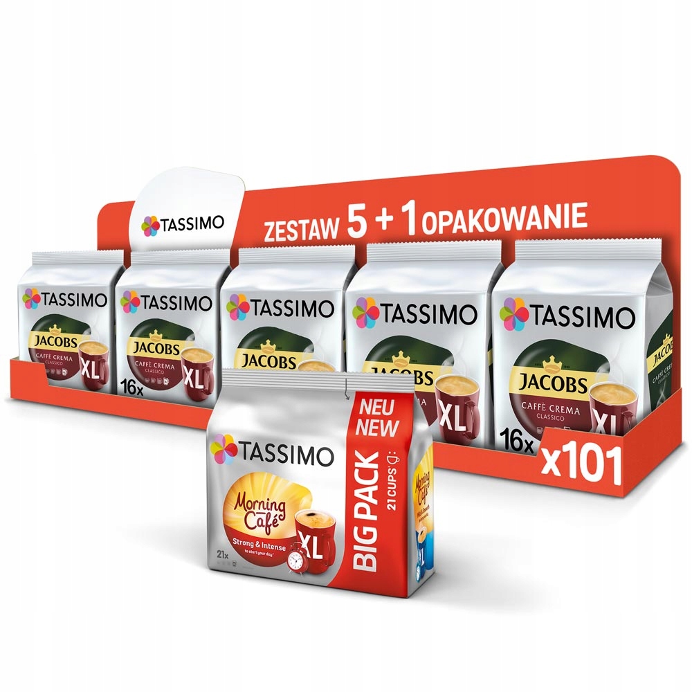 Kapsułki Tassimo Cafe Crema Classico, Morning Cafe Strong, 5+1 op.GRATIS!