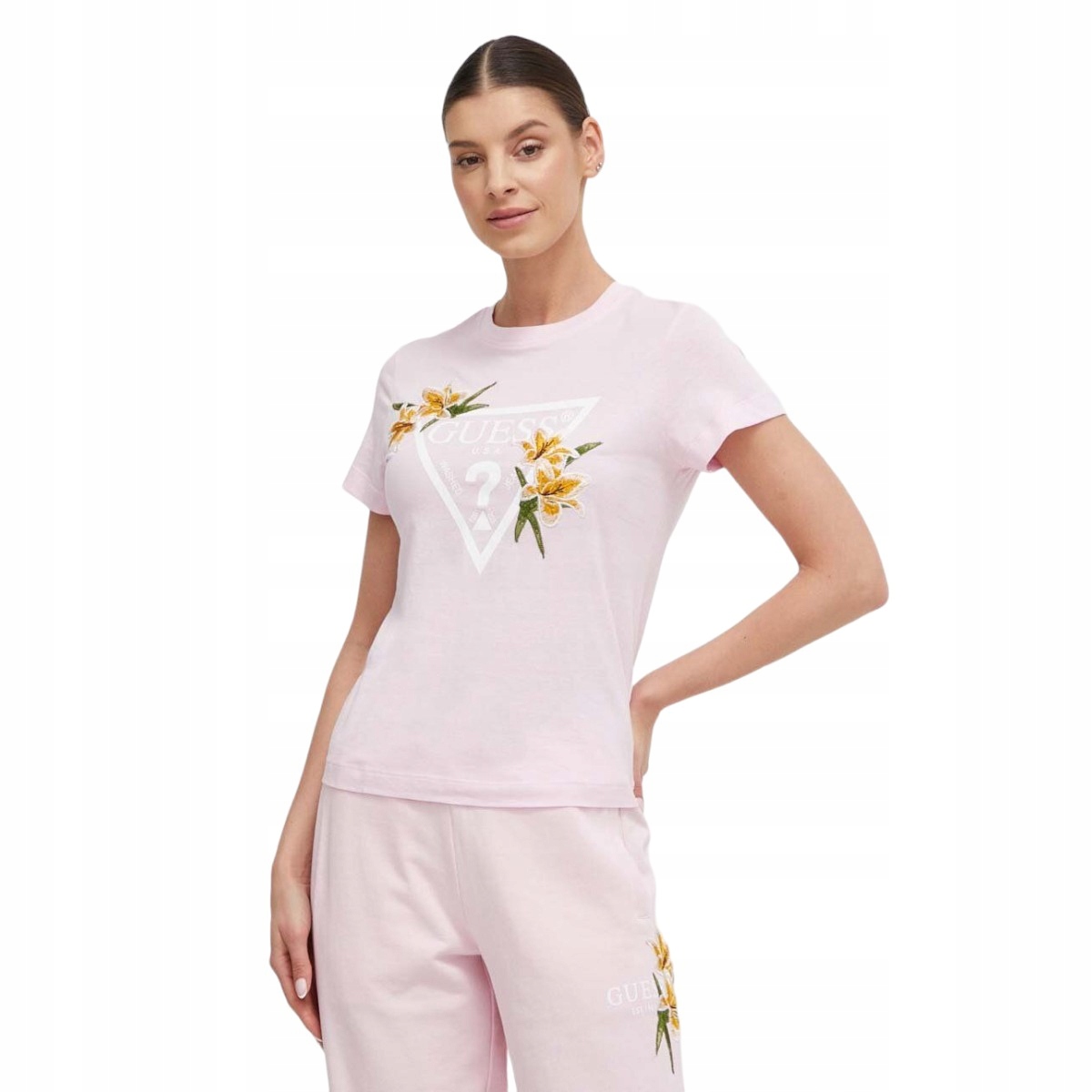 Guess Tričko Dámské Tričko Zoey Ss Tričko Růžové r.XS