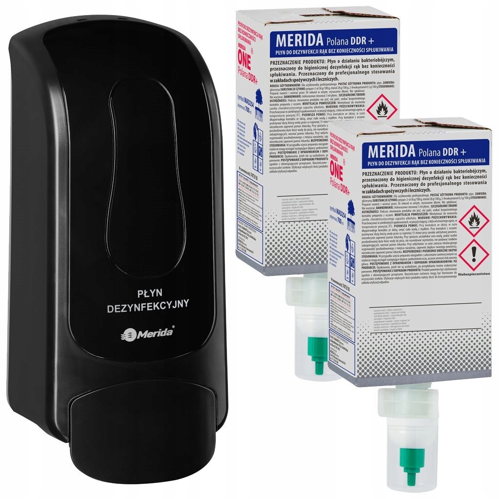 Zestaw do dezynfekcji rąk Dozownik Merida One czarny 2x wkład *MAD254