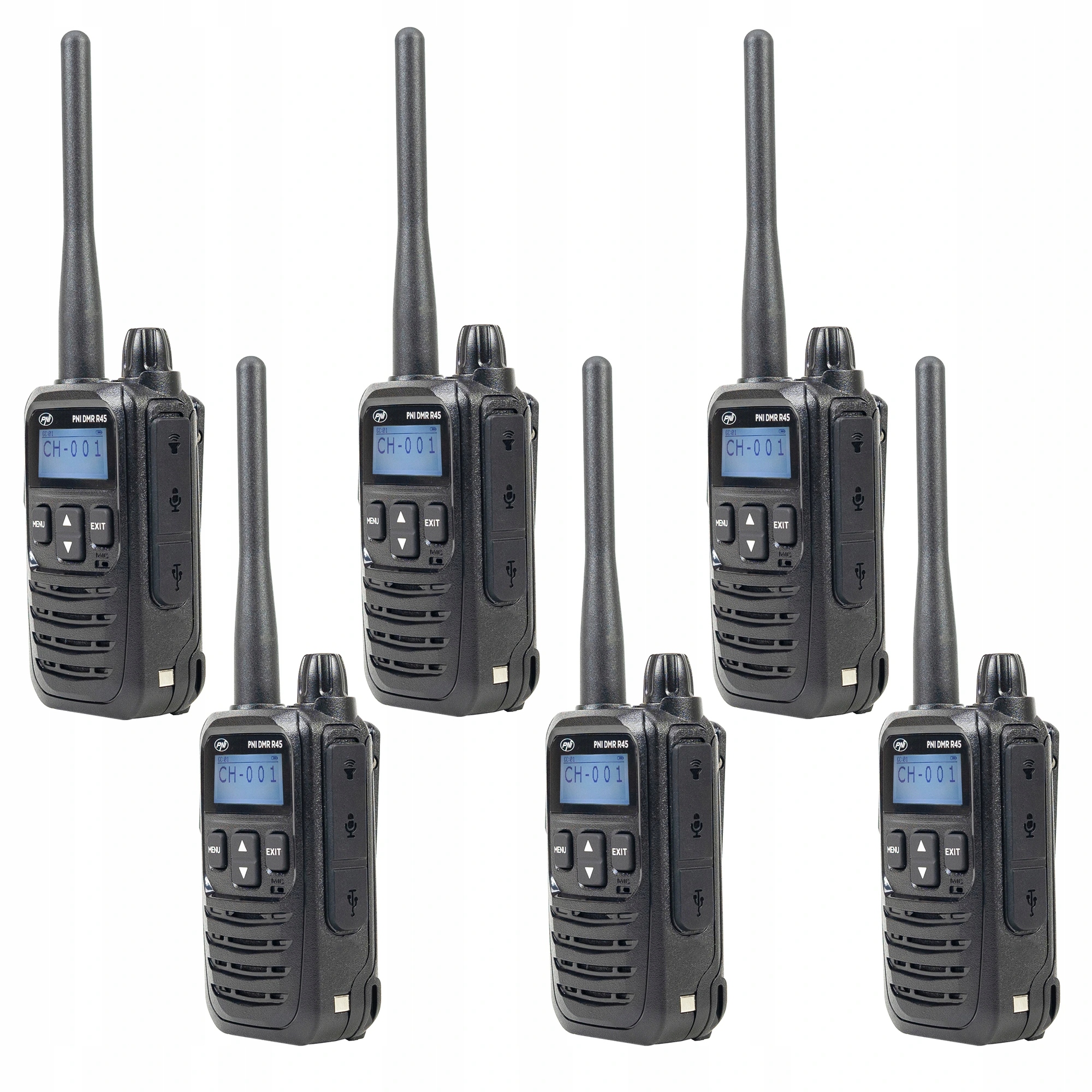 Súprava 6 prenosných rádiových staníc Pni Dmr R45, digitálne a analógové, 4