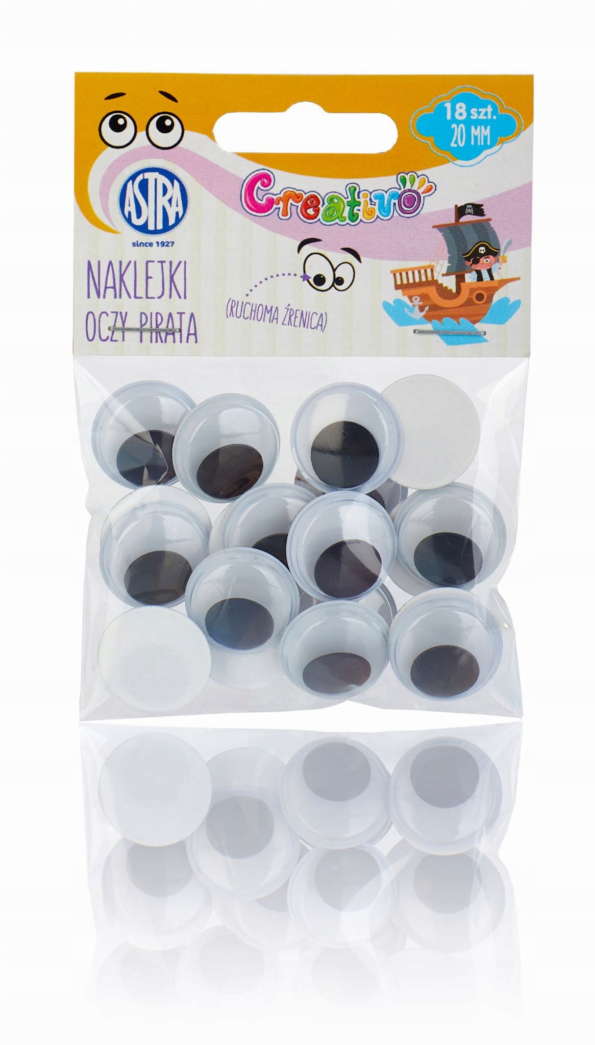 

Naklejki Oczy Pirata Ruchome 20mm 18 szt Astra