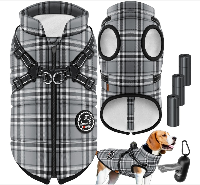 Bunda Oblečení Pro Psa Lovpet Šedá Antracit 2XL Hmotnost Psa 12-14 Kg