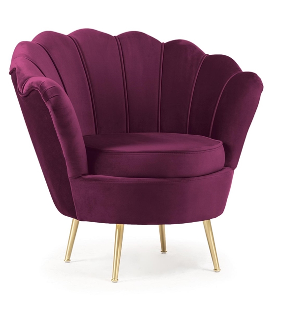 Fotel tapicerownany Muszelka Shell glamour Głębokość mebla 72 cm