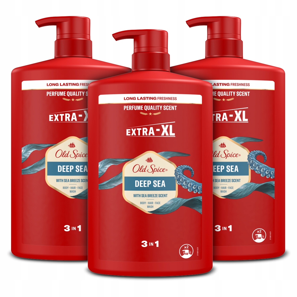 Zestaw Old Spice Deep Sea Żel pod prysznic, szampon, płyn 3w1 XXL 1000mlx3