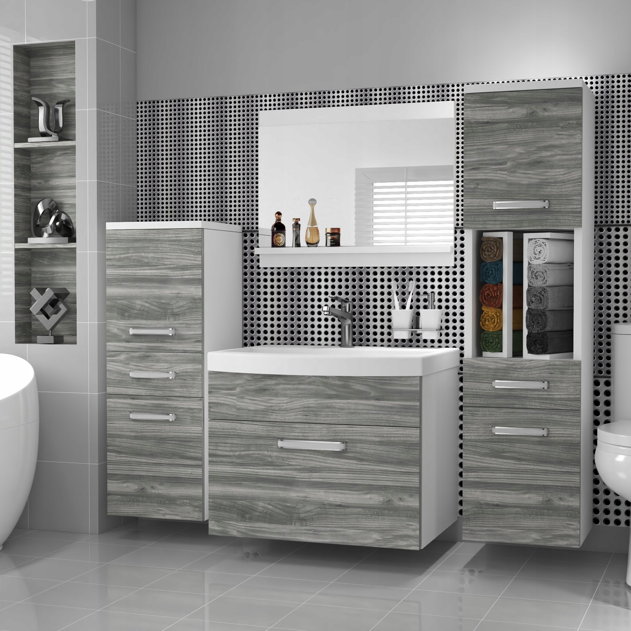 Meble łazienkowe z LUSTREM z UMYWALKĄ