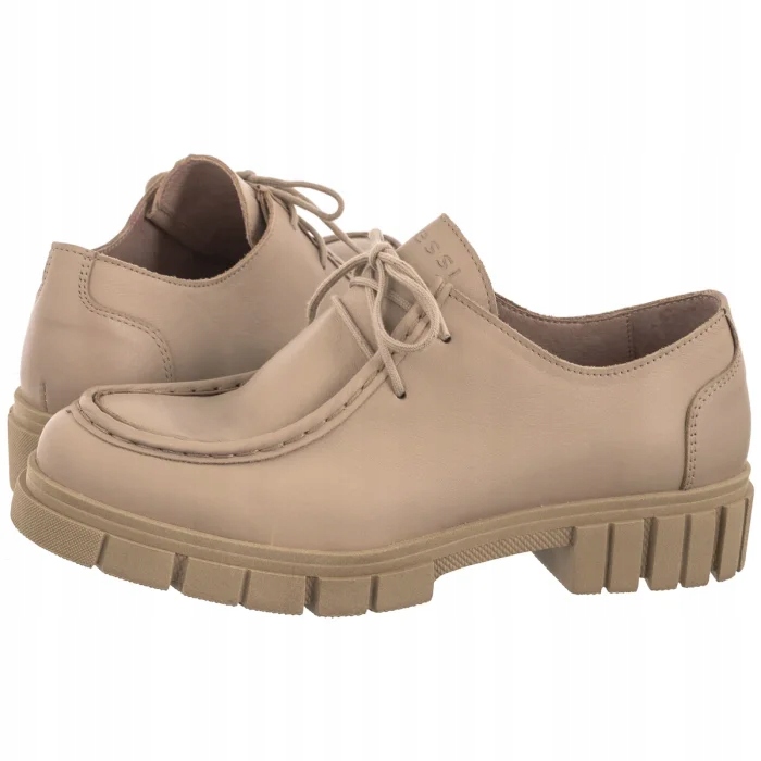 Dámské kožené polobotky Nessi Béžové 24657