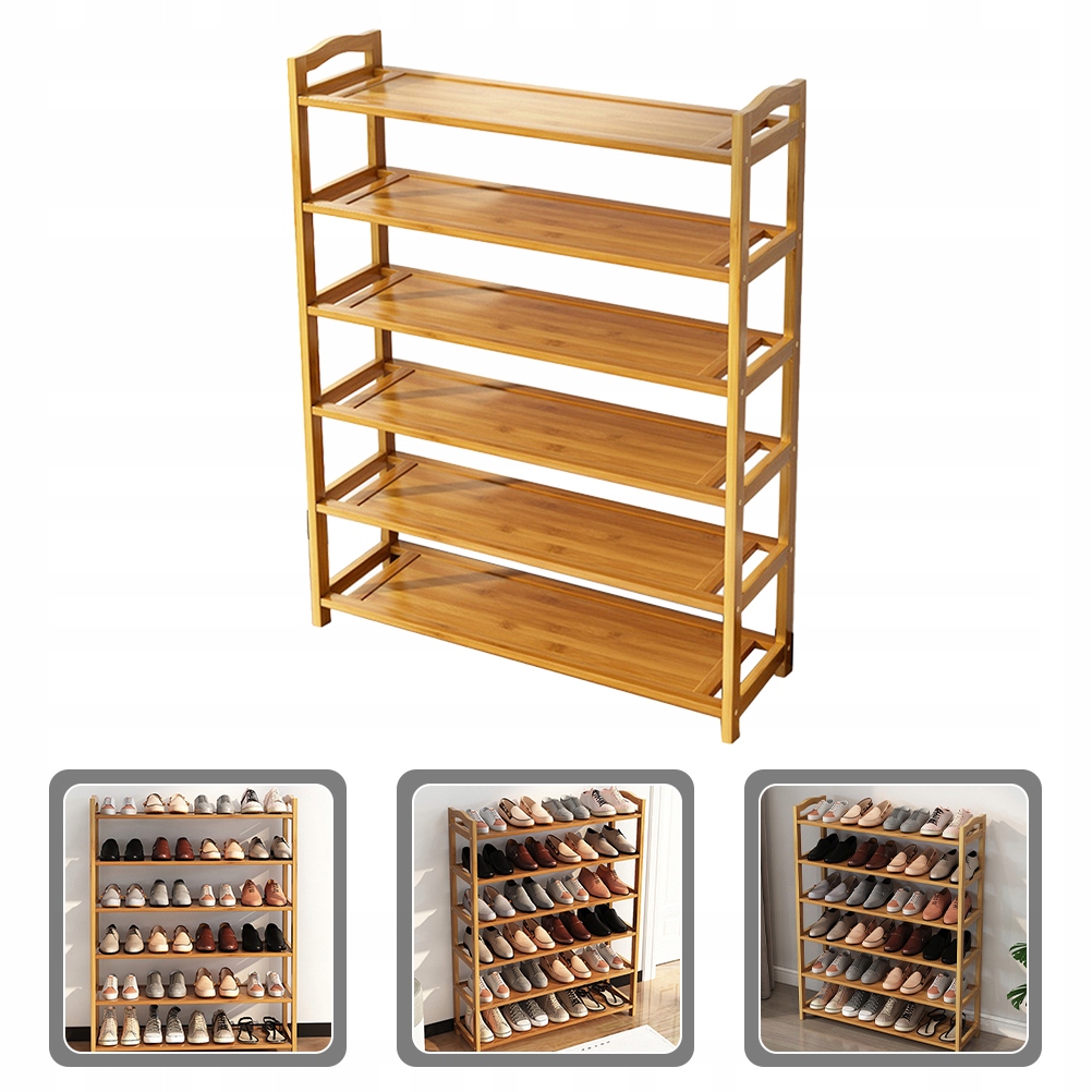 BAMBUSOWA SZAFKA NA BUTY - PÓŁKA STOJAK REGAŁ NA BUTY Z 6 POZIOMAMI MOCNA Marka bez marki