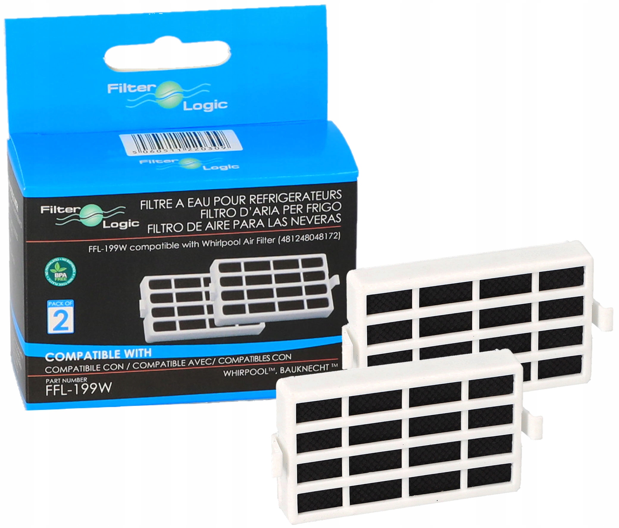 2x Filtr powietrza antybakteryjny lodówki Whirlpool zamiennik WPRO PurifAIR